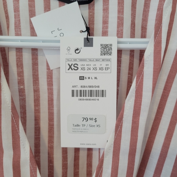 ZARA Midi Striped Shirt Dress NWT - Picture 5 of 7